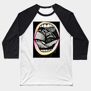 Mouthful- Black Baseball T-Shirt